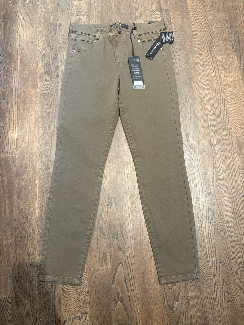 NWT Liverpool Los Angeles Gia Glider Pull-On Skinny Pants Olive Bark Sz 6/28